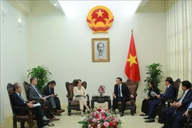 Le vice-Premier ministre Trân Hông Hà recevant la directrice générale adjointe de l’Agence française de développement (AFD), Marie-Hélène Loison, à Hanoi, le 17 mai. Photo: VNA