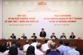 Le secrétaire général de l’Assemblée nationale et président du bureau de l’Assemblée nationale, Bui Van Cuong lors de la conférence de presse. Photo: VNA