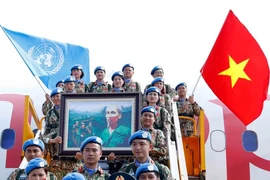 L’équipe du génie N°2 du Vietnam partant pour des tâches au sein de la Force intérimaire de sécurité des Nations Unies pour Abyei (FISNUA). Photo : VNA