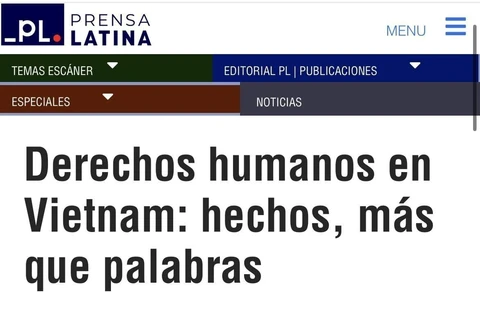 The article on human rights in Vietnam published by Prensa Latina (Screenshot photo)