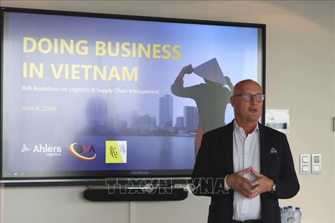 Roger Chantillon, CEO of Ahlers Logistics, talks about business opportunities in Vietnam at the workshop on June 6. (Photo: VNA)