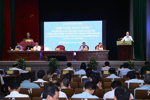 The conference held by the Government’s Committee for Ethnic Minority Affairs in Hanoi on July 8. (Photo: VNA)