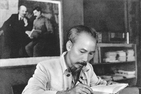 President Ho Chi Minh works at the Viet Bac revolutionary base in 1951. (File photo)