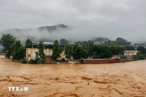 Serious flooding triggered by heavy rain after Typhoon Yagi in Bao Lac district, Cao Bang province. (Photo: VNA)