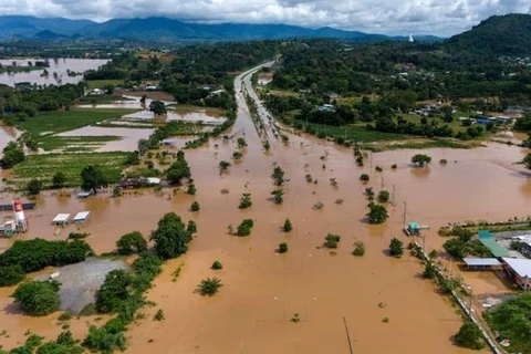 Flooding triggered by downpour following Typhoon Yagi in Chiang Rai province, Thailand, on September 12, 2024 (Photo: Reuters/VNA)