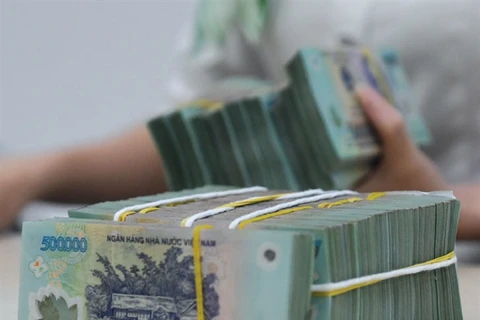 A staff of a State-owned bank counts money at a branch in Hanoi. By the end of June 2024, capital of the group of private banks doubled that of the group of State-owned banks. (Photo: vnbusiness.vn)