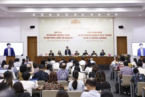 The press conference held on October 20 to announce the planned agenda of the 15th National Assembly's 8th session. (Photo: VNA)