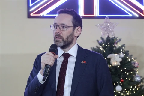 British Ambassador to Vietnam Iain Frew makes a speech at the CPTPP Business Reception in Hanoi on December 12. (Photo courtesy of British Embassy to Vietnam)