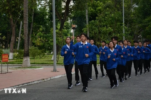 Les sportifs de la délégation vietnamienne. Photo: VNA