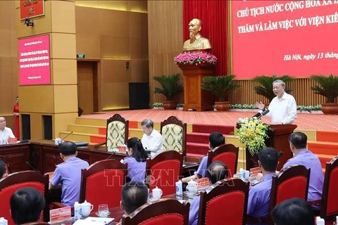 Le président To Lam à la séance de travail avec des responsables du Parquet populaire suprême. Photo: VNA