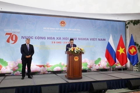 L'ambassadeur du Vietnam en Russie Dang Minh Khoi à la cérémonie de célébration du 79e anniversaire de la Fête nationale du Vietnam. Photo: VNA