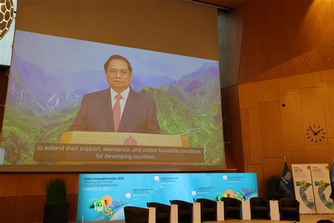 Le Premier ministre Pham Minh Chinh à la cérémonie pour annoncer l'Indice mondial de l'innovation 2024 (GII). Photo: VNA