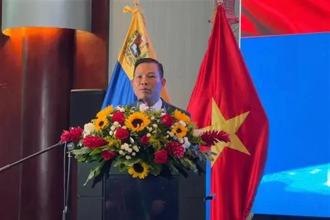 L'ambassadeur du Vietnam au Venezuela Vu Trung My s'exprime à la cérémonie. Photo: ambassade du Vietnam au Venezuela