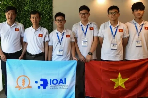 El equipo Vietnam 1 de la escuela secundaria para superdotados de Hanoi - Amsterdam. (Fuente: nhandan.vn)