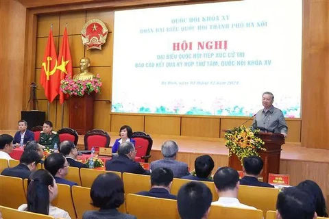 El secretario general del Partido Comunista de Vietnam, To Lam, habla en el evento. (Fuente: VNA)