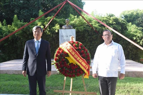 El embajador Le Quang Long y el presidente del ICAP, Héroe cubano Fernando González Llort. (Fuente: VNA)