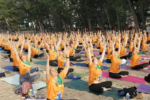  2024年第十届国际瑜伽日：600多人在平顺省参加瑜伽集体表演