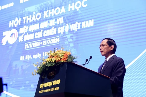 Le ministre des Affaires étrangères Bui Thanh Son s'exprime lors du séminaire. Photo : VNA