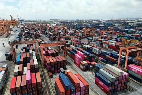 Des conteneurs de marchandises au port de Hai Phong. Photo: VietnamPlus