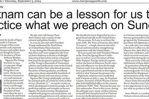 El experto en relaciones exteriores James Rhodes destaca las contribuciones del fallecido secretario general del Partido Comunista de Vietnam (PCV), Nguyen Phu Trong, a las relaciones entre Vietnam y Estados Unidos. (Foto: VNA)