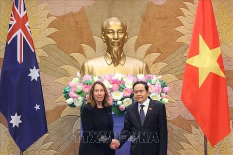 Le président de l'Assemblée nationale du Vietnam Tran Thanh Man a reçu le 24 juillet à Hanoï la présidente du Sénat australien, Sue Lines. Photo : VNA