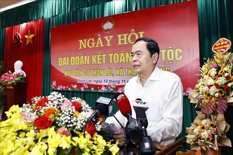 Le président de l'Assemblée natioanle, Tran Thanh Man, à la Fête de la grande union nationale à Ha Nam. Photo : VNA