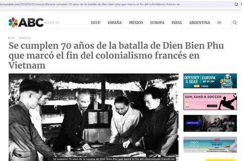 Screenshot of the article on Dien Bien Phu Victory posted on ABC Mundial website (Photo: VNA)