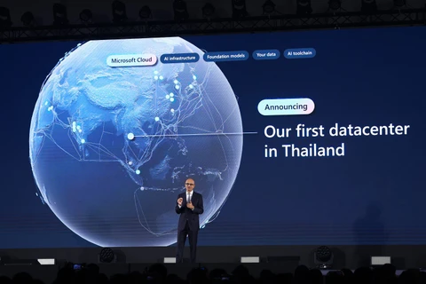 Microsoft Chairman and CEO Satya Nadella announces a new data centre region in Thailand during Microsoft Build: AI Day on May 01 in Bangkok. (Photo: Microsoft)
