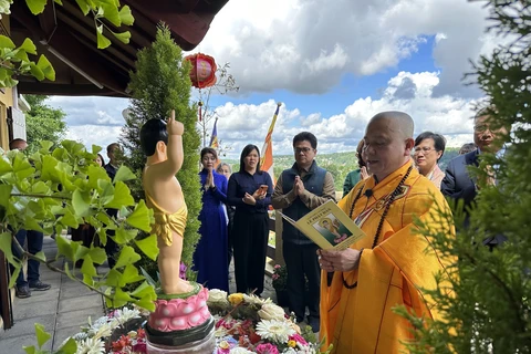 Bhikkhu Thich Tam Huy chairs Buddha statue bathing ritual (Photo: VNA)