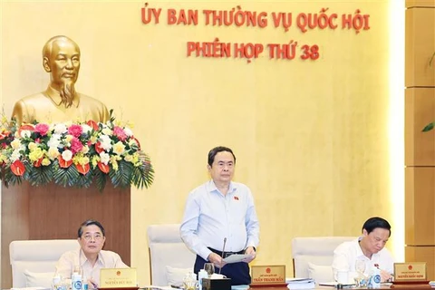 NA Chairman Tran Thanh Man speaks at the session. (Photo: VNA)