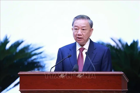 Party General Secretary, President To Lam delivers his inaugural speech. (Photo: VNA) 