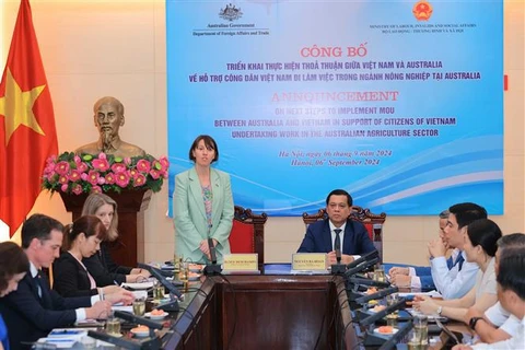 At the event announcing the implementation of support measures for Vietnamese citizens under the programme. (Photo: VNA)