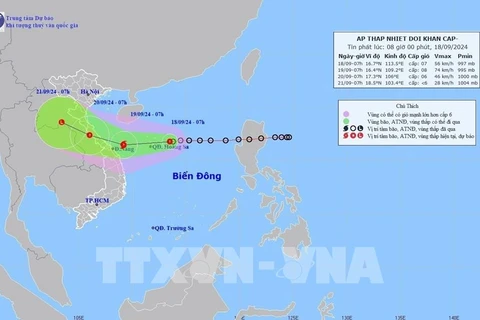 The projected path of the tropical depression (Photo: VNA)