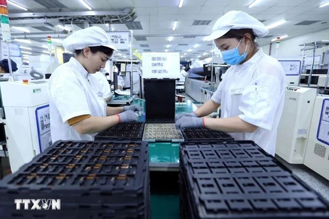 An electronic circuit board production line at Nexcon Vietnam Co. Ltd, a Korean-Invested company in Bac Ninh province. (Photo: VNA)