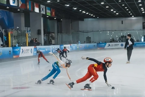 Competitors take part in the National Junior Skating Championship on November 2. (Photo: thethaovietnamplus.vn) 