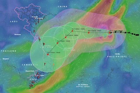 The forecasted path of Typhoon Yinxing over the few days (Photo: VNA) 