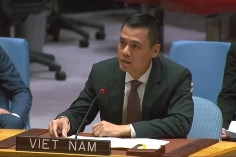 El embajador Dang Hoang Giang, representante permanente de Vietnam ante la ONU, habla en el debate del 10 de septiembre. (Foto: VNA)