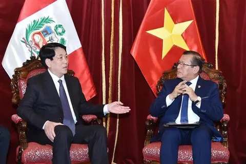 Le président Luong Cuong rencontre le président du Congrès du Pérou, Eduardo Salhuana. Photo: VNA