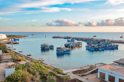 大长沙岛码头为船舶提供安全的避风港，岛上还设有后勤服务中心，为岛上免费提供淡水和供应食品燃料，让渔民放心靠海谋生。图自越通社