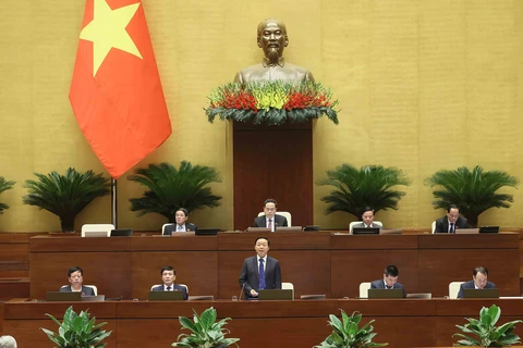 Deputy PM Tran Hong Ha speaks at the meeting (Photo: VNA)