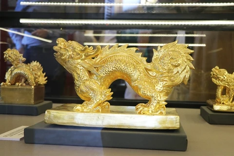 The dragons displayed at the exhibition are mostly created with inspiration from dragon images cast on Nguyen Dynasty seals (Photo: VNA)