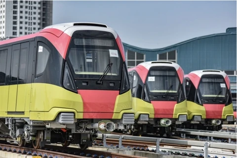 Trains of Nhon-Hanoi Station Metro have not yet carried any passengers due to delays in the project. (Photo: VNA)