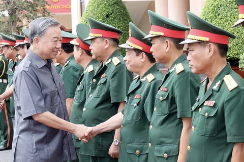 President To Lam visits officials, soldiers of Engineering Brigade 25 (Photo: VNA)