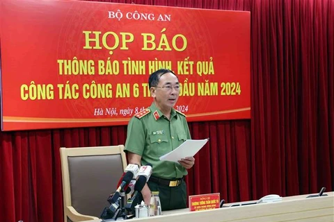 Deputy Minister of Public Security Tran Quoc To speaks at the press conference in Hanoi on July 8. (Photo: VNA)