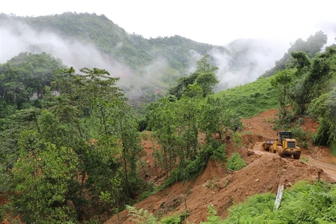 Landslide in the northern mountainous province of Ha Giang. (Photo: VNA)