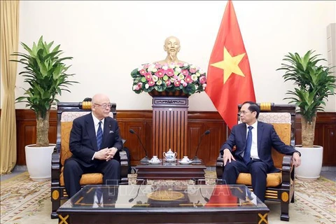 Minister of Foreign Affairs Bui Thanh Son (right) receives Special Advisor to the Japan - Vietnam Friendship Parliamentary Alliance Takebe Tsutomu in Hanoi on July 22. (Photo: VNA)