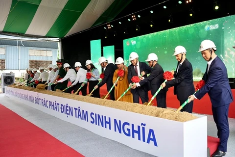 The ground-breaking ceremony for construction of the Tam Sinh Nghia Waste-to-Energy Plant in HCM City’s Cu Chi District on July 20. ( Photo Courtesy of Bamboo Capital)