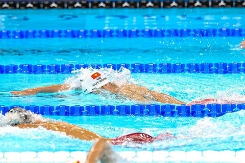 Nguyen Huy Hoang of Vietnam swims in the men's 800m freestyle at the Paris Olympics. (Photo: VNA) 