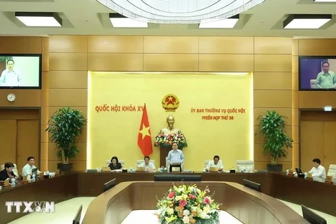 National Assembly Chairman Tran Thanh Man speaks at the meeting. (Photo: VNA)