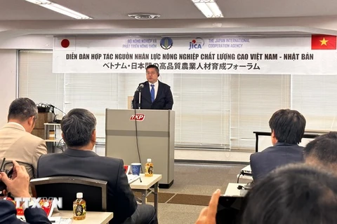 Director of the Economic Development Department at JICA Shimokawa Takao speaks at the event (Photo: VNA)